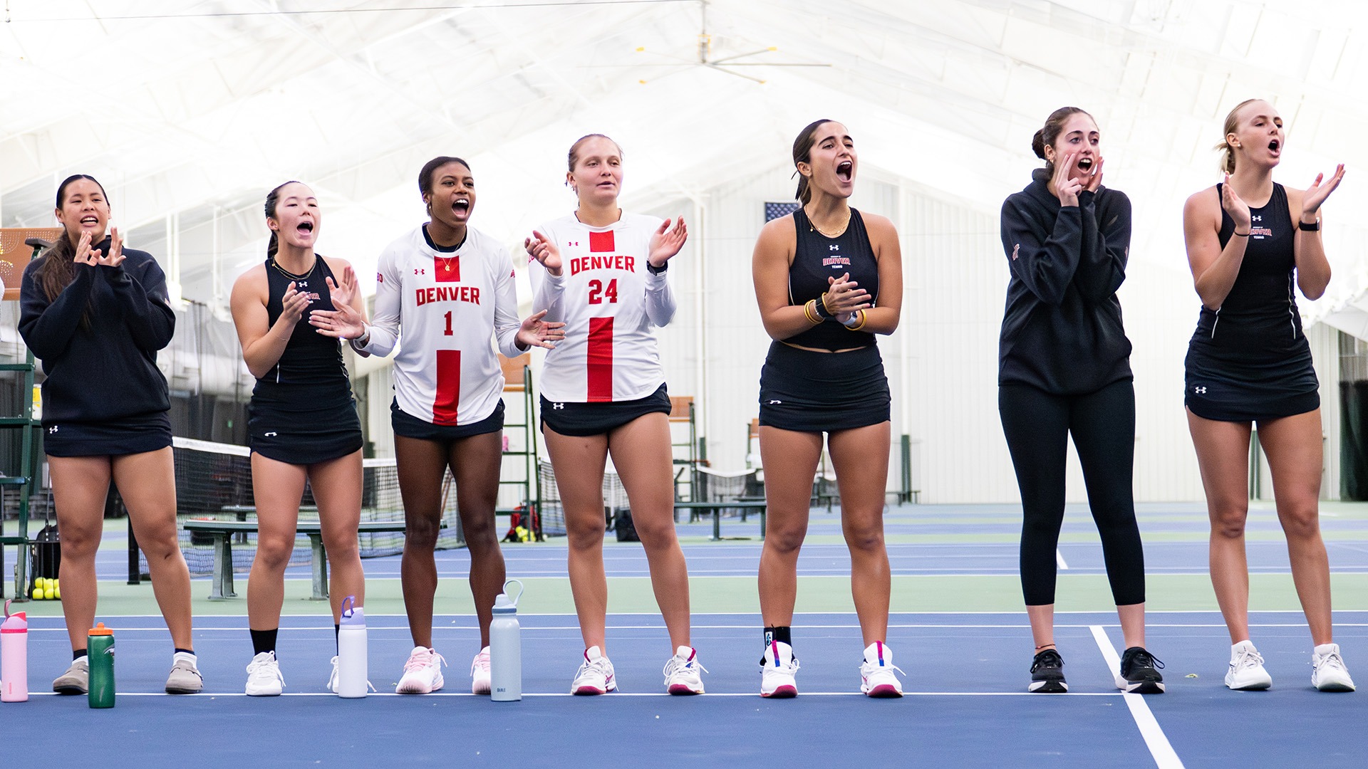 University of Denver Women's Tennis Team Cheering on March 7, 2026