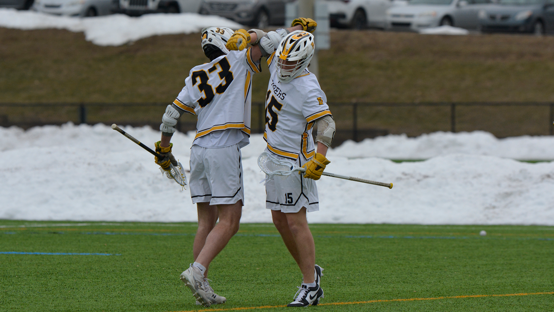 Noah Sulpizio and Trevor Martay celebrate a goal