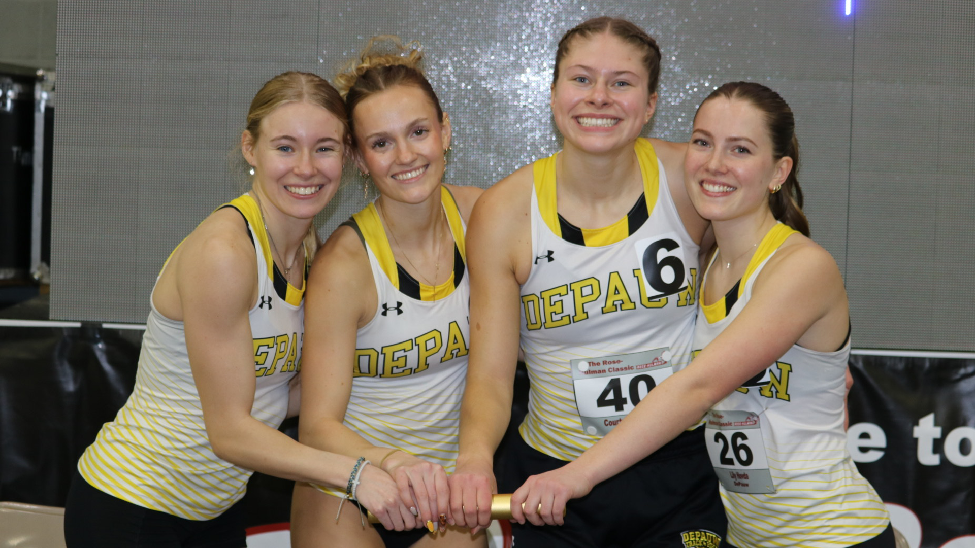 DePauw women's track 4x400 school record relay (