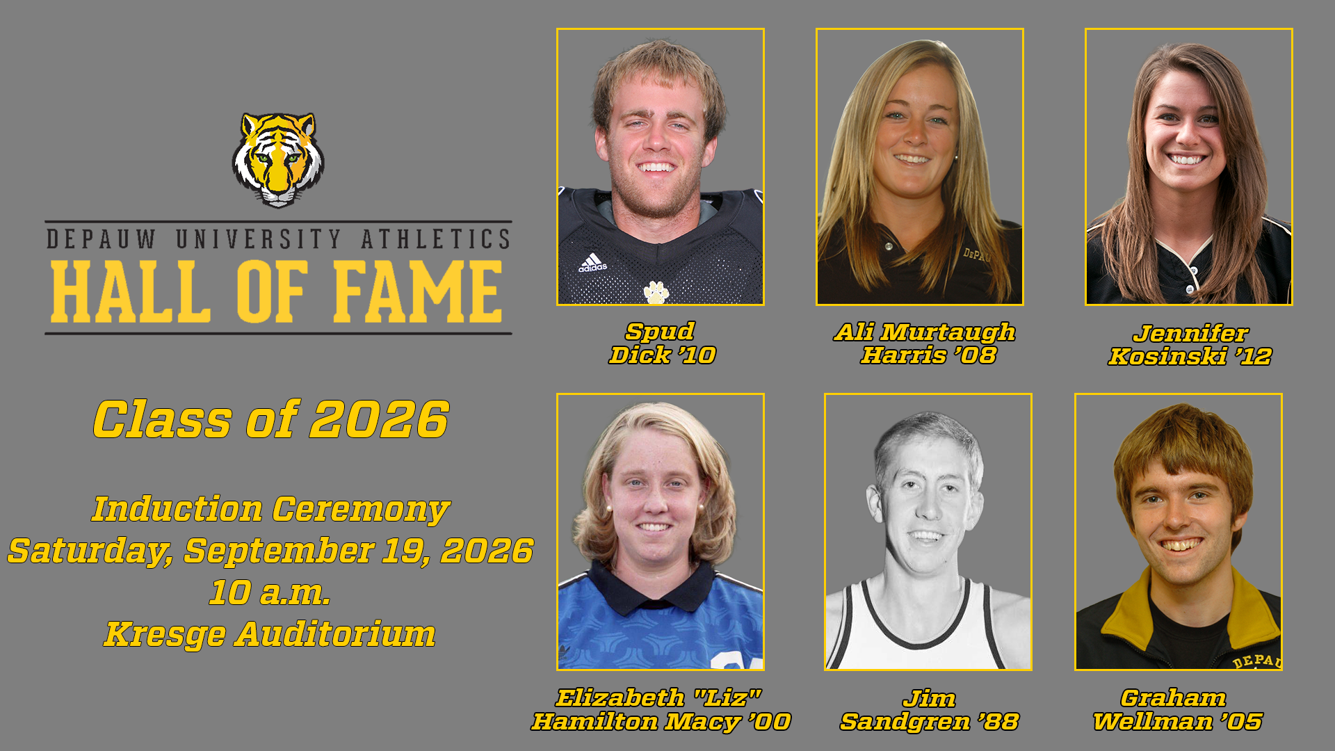2026 DePauw Athletics Hall of Fame graphic