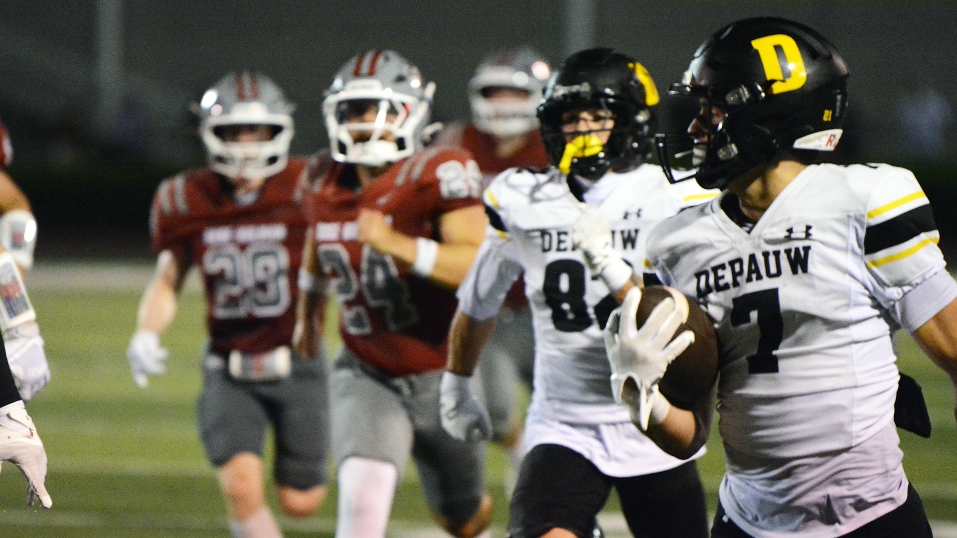 Gray Schmittel on an 82-yard punt return for a touchdown