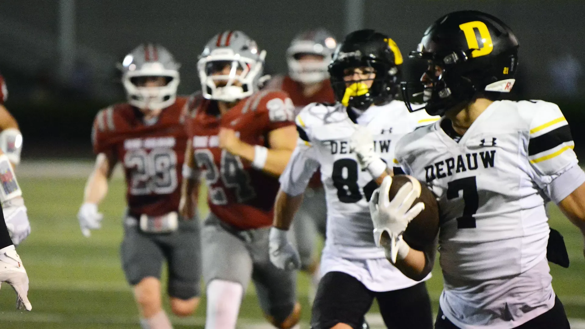 Gray Schmittel on an 82-yard punt return for a touchdown