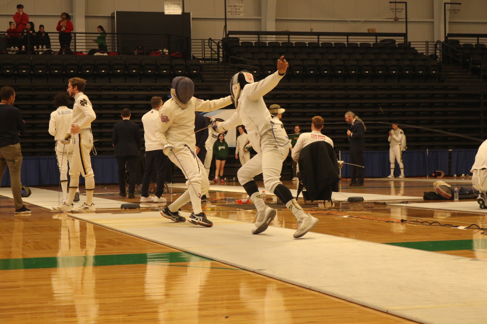 Arturo Rangel vs Wayne State opponent 2 at the 2024 NCAA Midwest Regional Fencing Championships - Matthaei Center, Wayne State