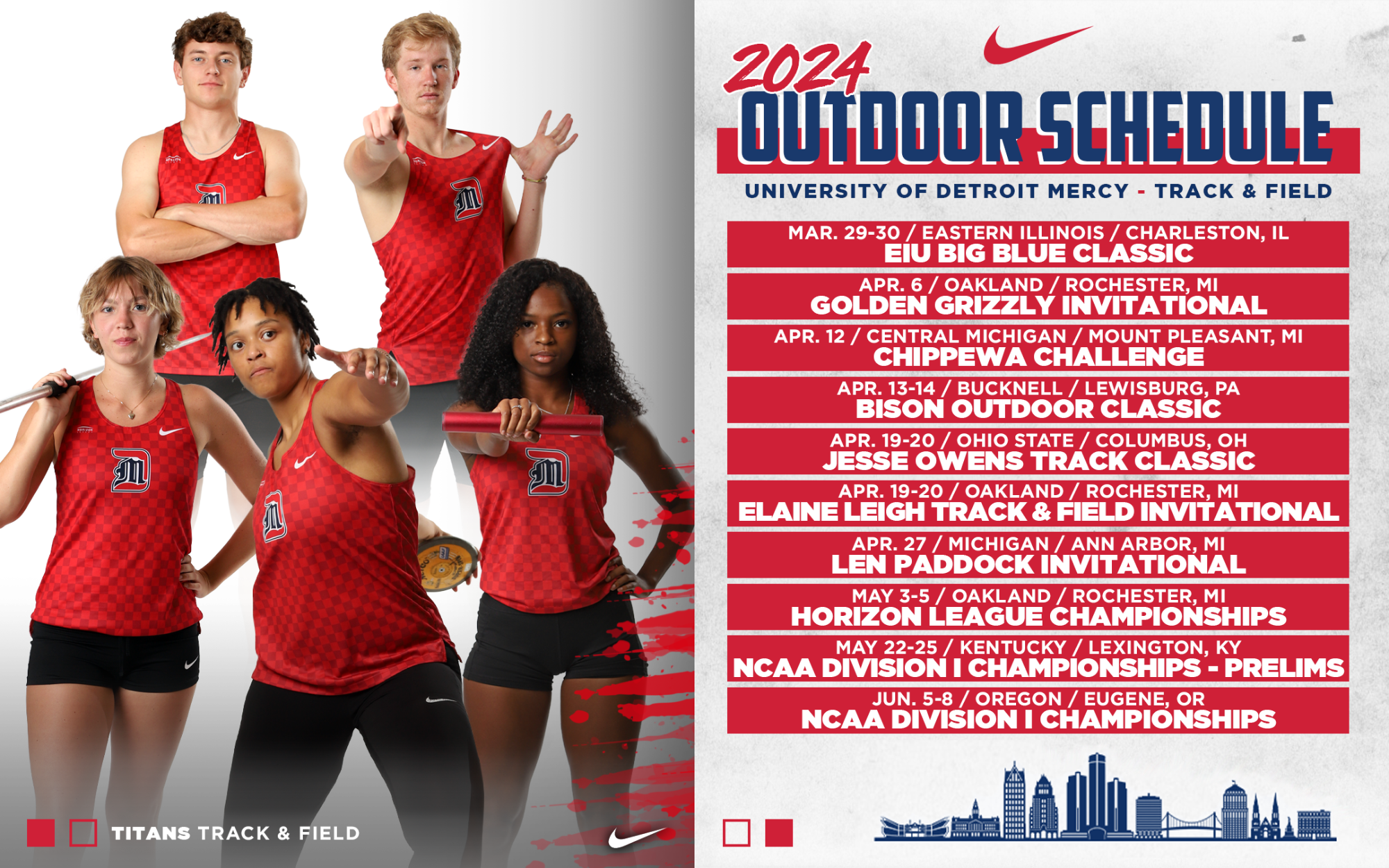 Track & Field Releases Outdoor Schedule - University of Detroit Mercy  Athletics