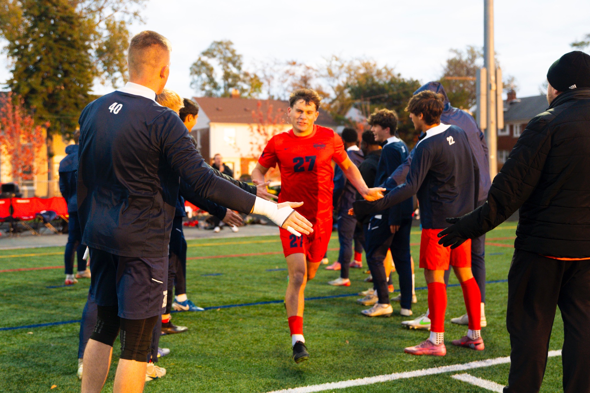 Drew Pierson, junior midfielder/defense, is introduced as a starter.