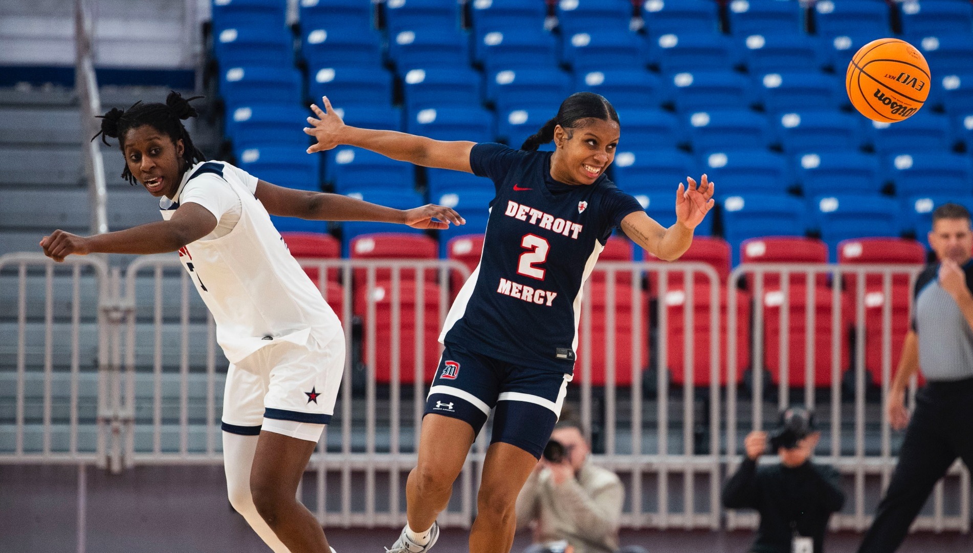 Makayla Goes for a loose ball at RMU