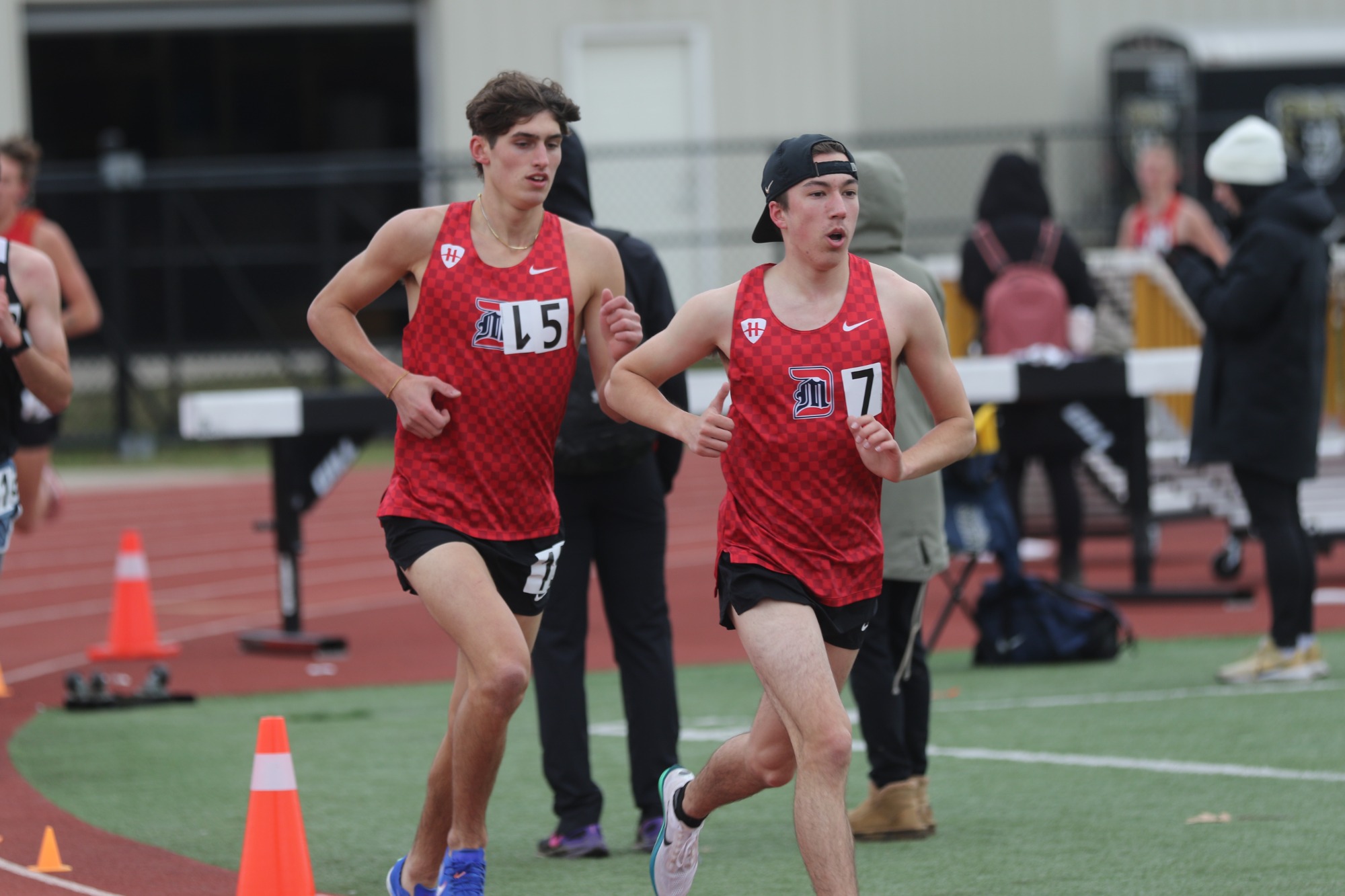 Nicholas Yaquinto and Ryan Belanger in the 5,000 meters 