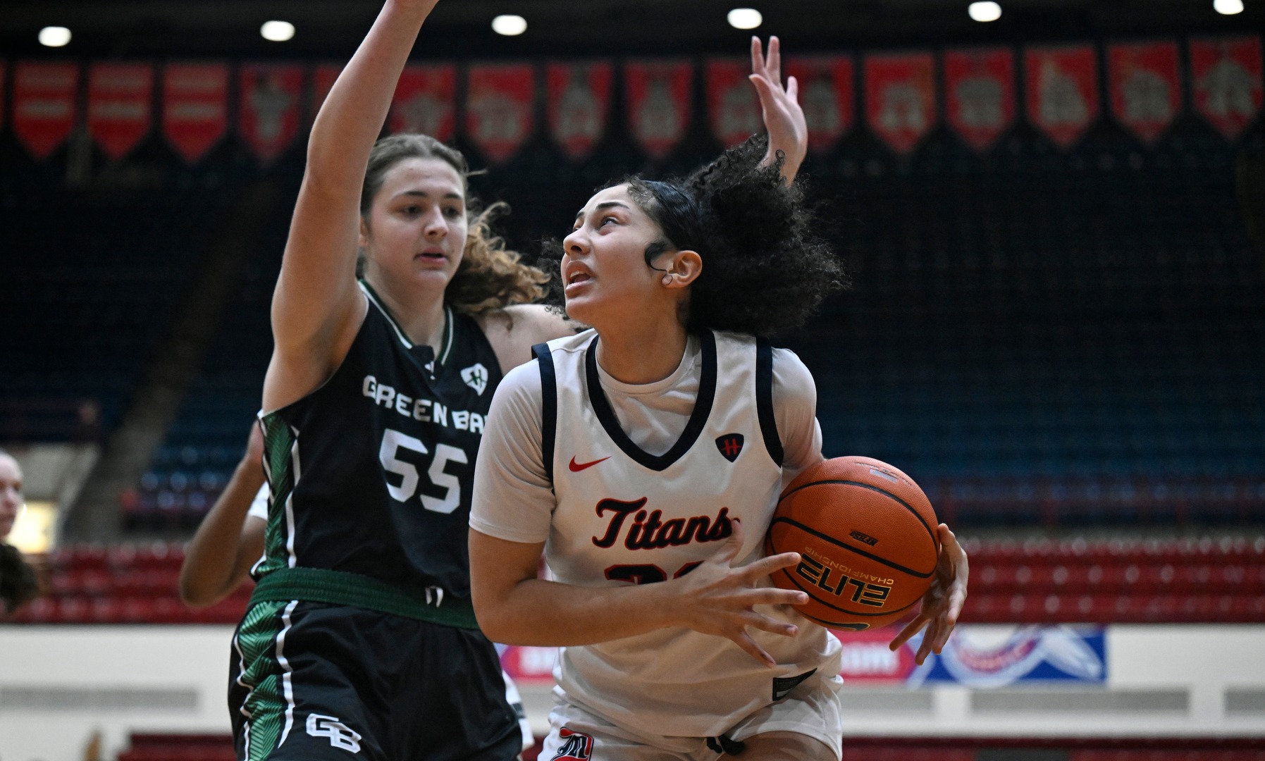 Jasmine Edwards look to score down low