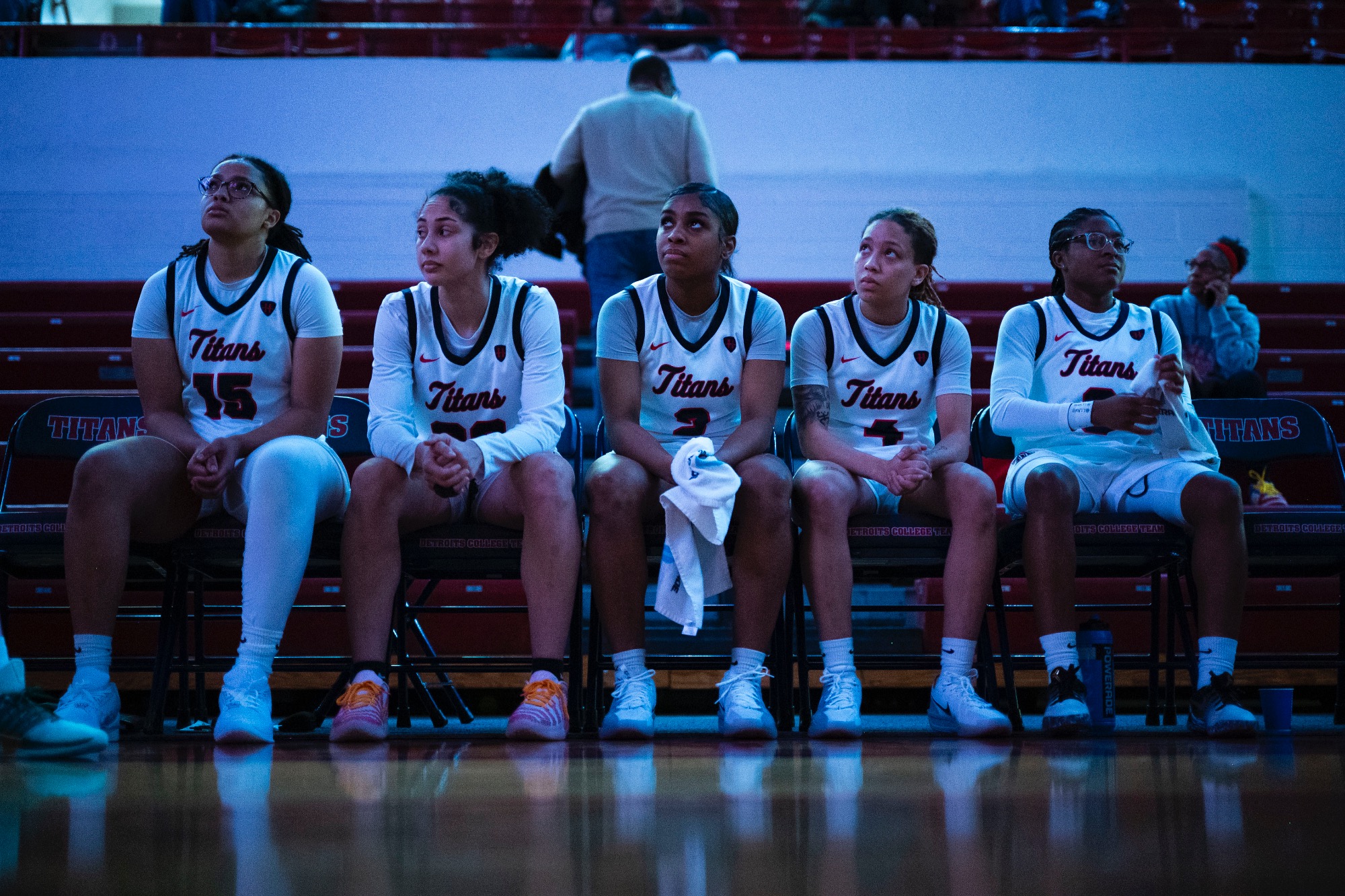 The Titan starters wait to be introduced.
