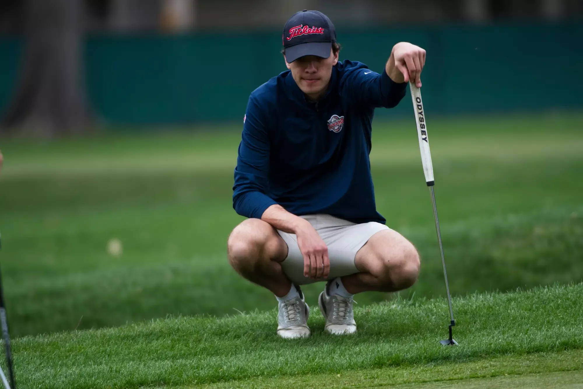 David Swab looks at his putt 