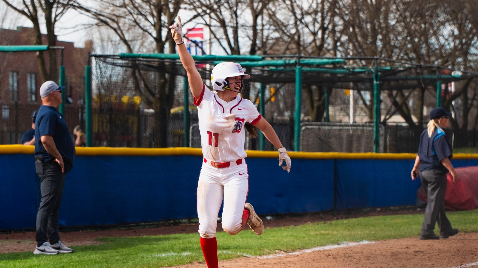Aleah Tanguay celebrates running to home plate