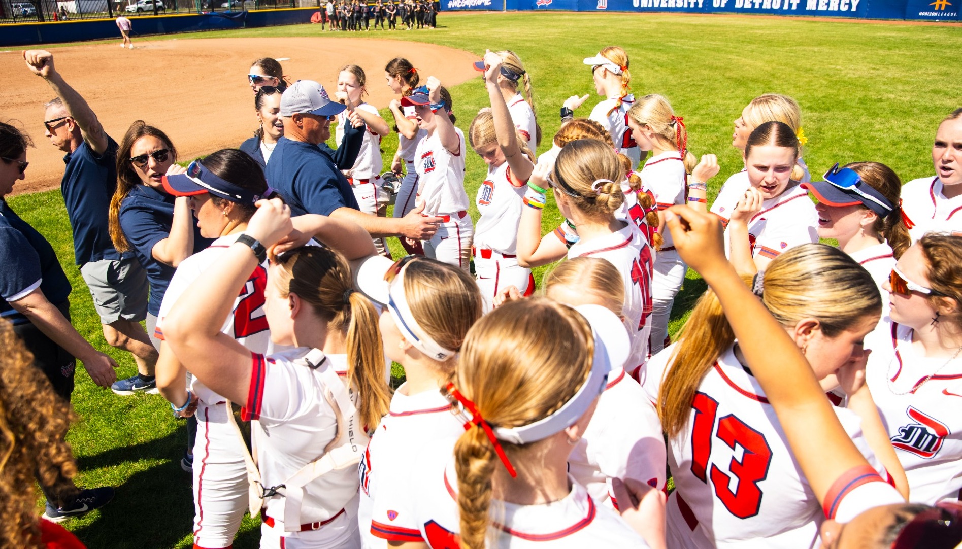 Post game team huddle