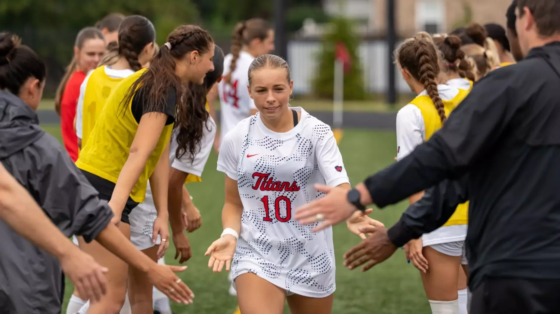 Emma Henry pre-game into handshake line