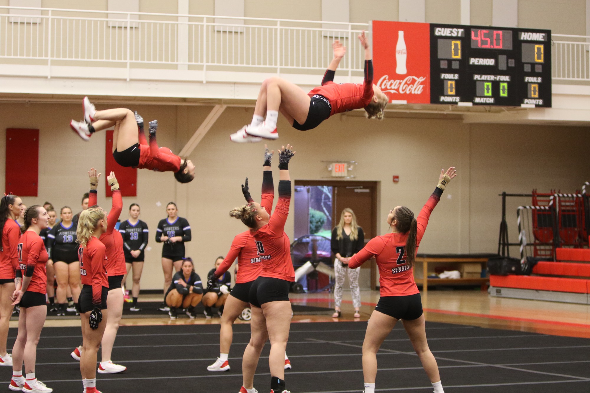Davis & Elkins Acrobatics & Tumbling vs. Glenville State University March 24, 2023 at McDonnell Center in Elkins, West Virginia.
