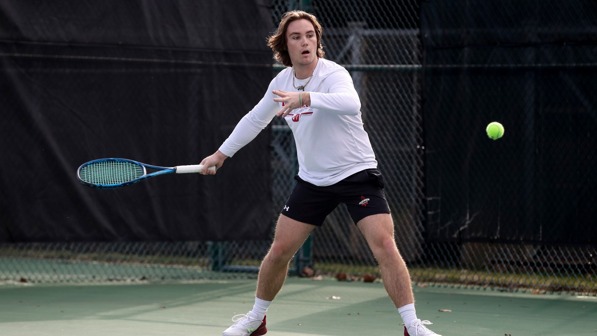Florian Anderson readying for a forehand during the 2023-24 season