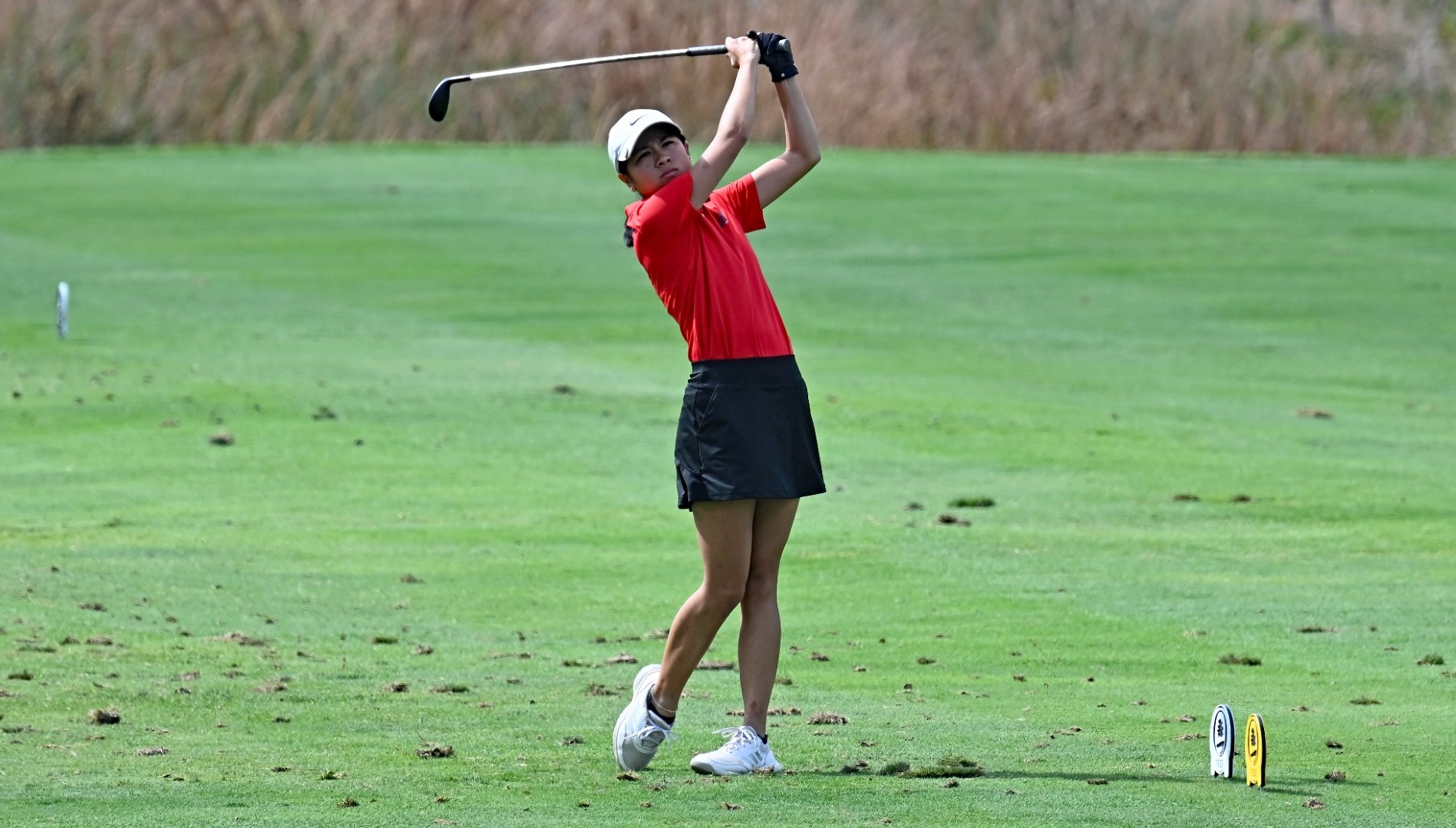 Claire Kingsbury on the tee at Overlook Golf Club during the F&M Tri-Match 9-22-24