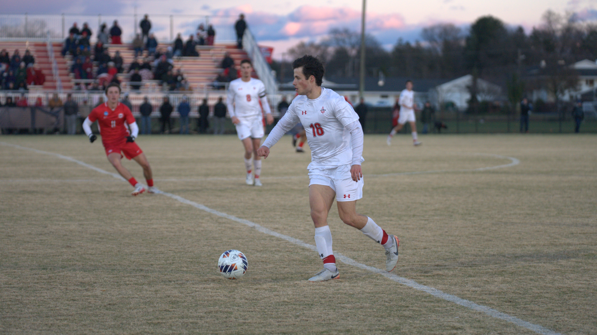 Jeremy Sallade playing a ball down the win against Denison University in the Second Round of the NCAA Tournament