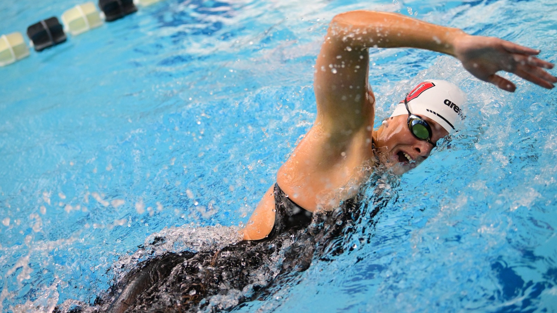 Women's swimmer during night one of the Centennial Conference Championship at Franklin & Marshall College on 2-20-25