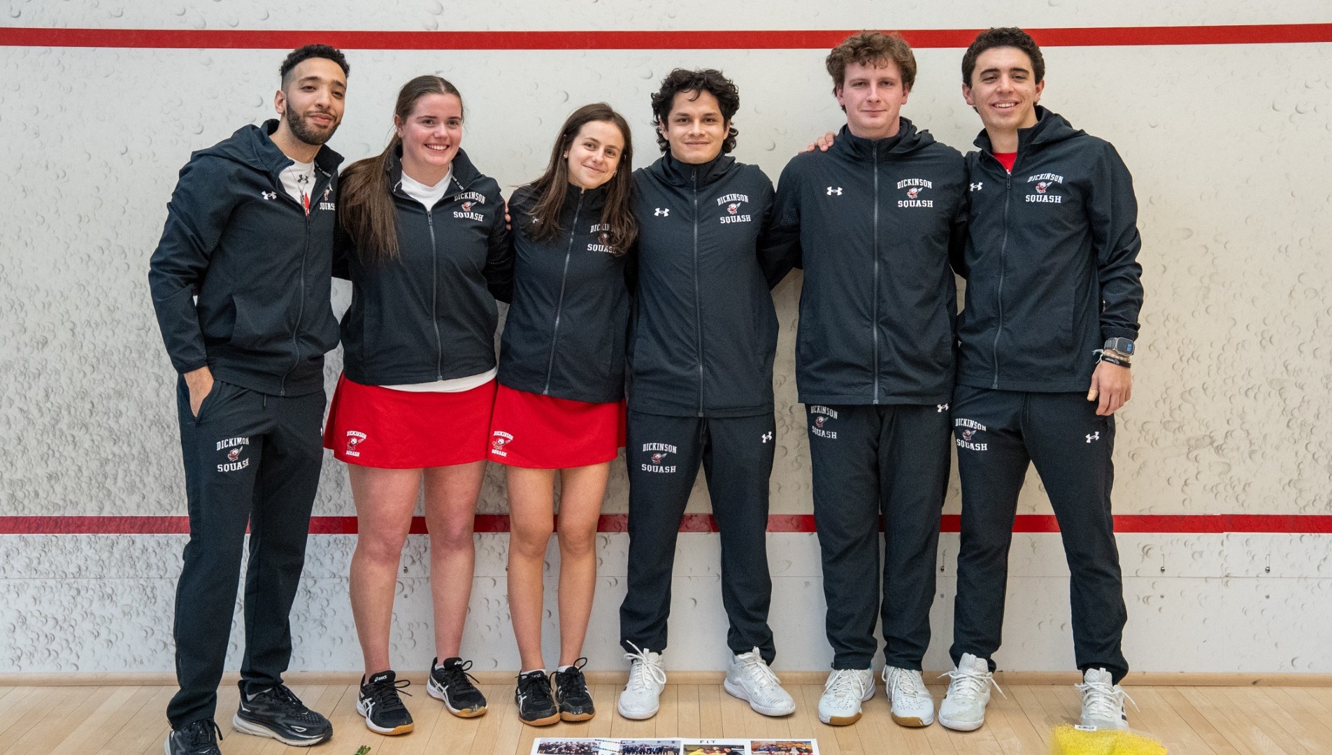 Senior Day Photo for squash at the 2025 Centennial Conference Championship inside the Kline Squash Center on 2-22-25