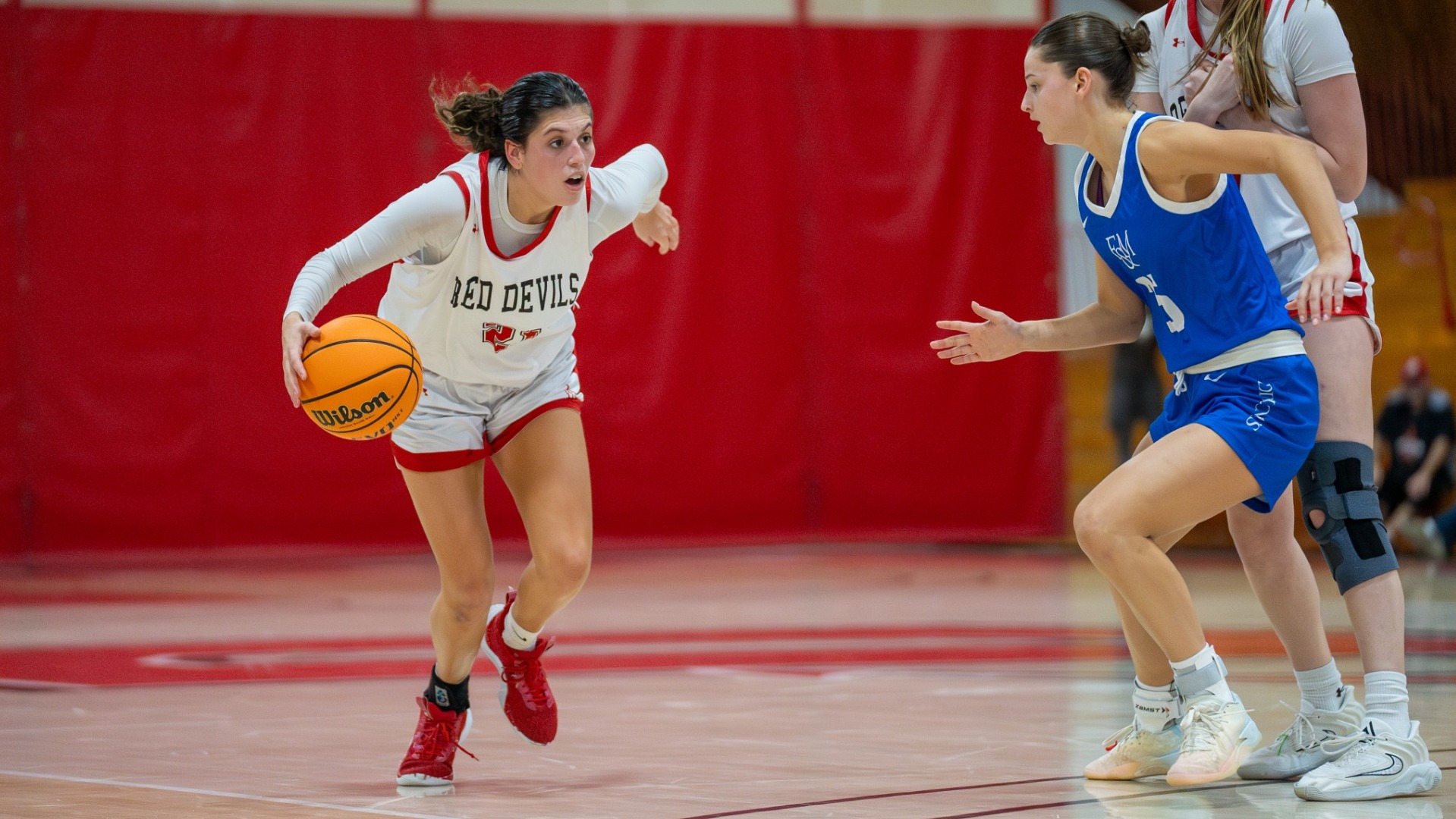 Jenna Weinstein on the dribble against Franklin and Marshall College on 2-19-25
