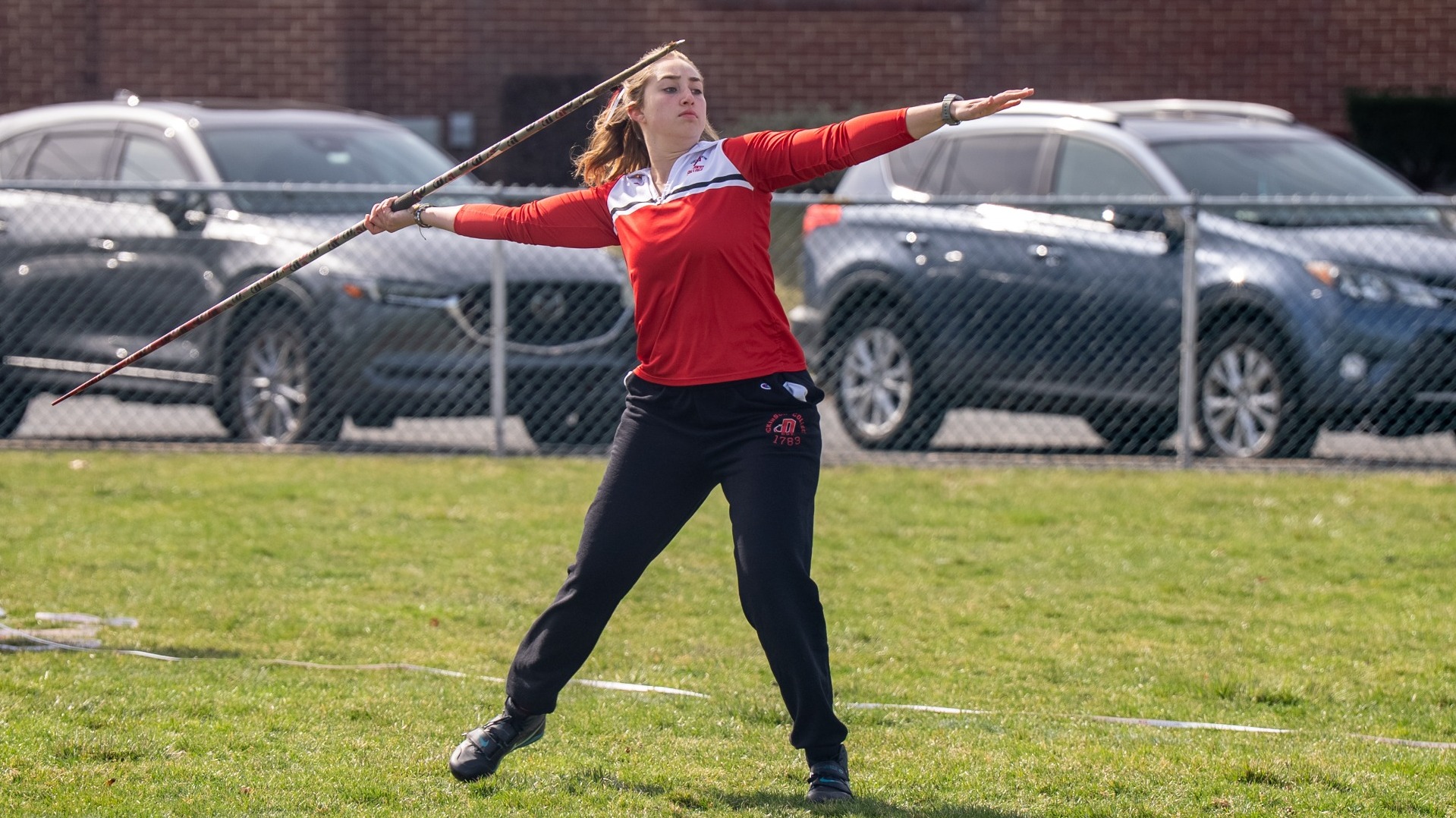 Women's javelin thrower at the Little Three Championship on 3-23-25