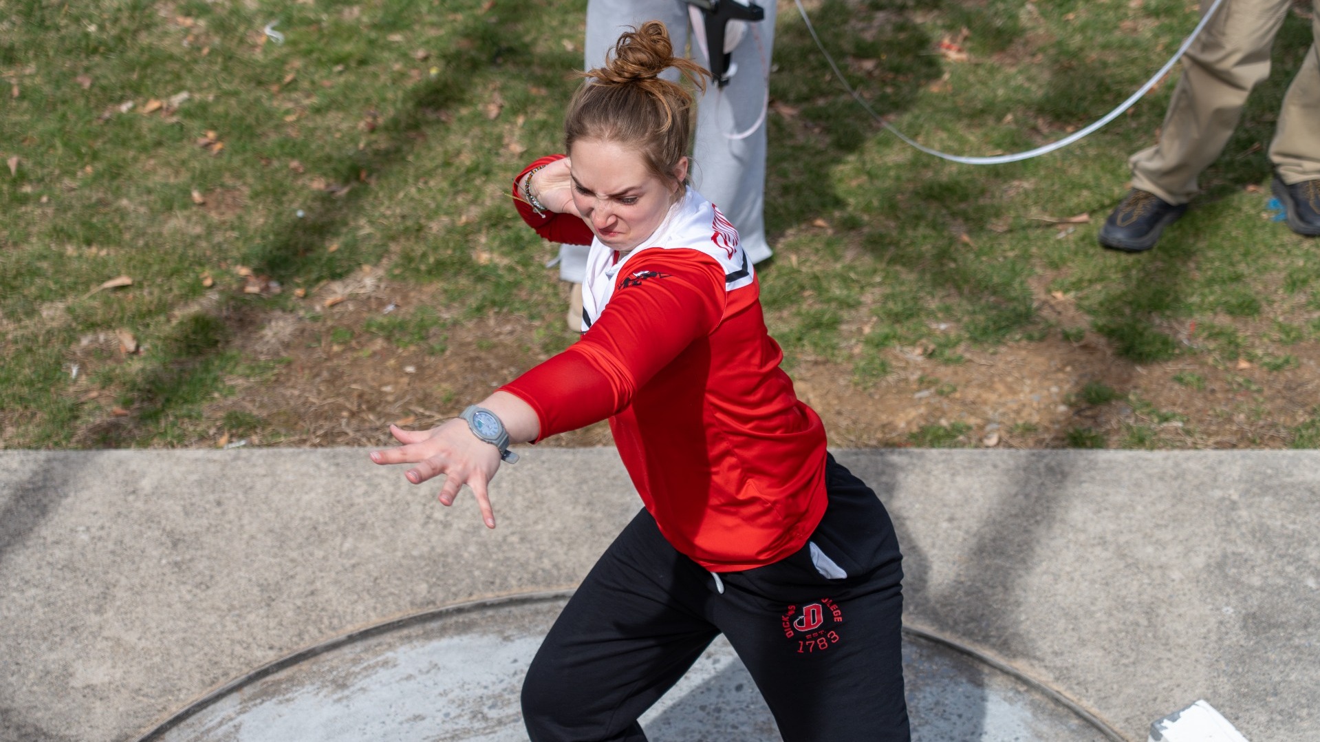 Sarah Glickson competing at the Little Three Championship at Biddle Field during the 2025 outdoor season