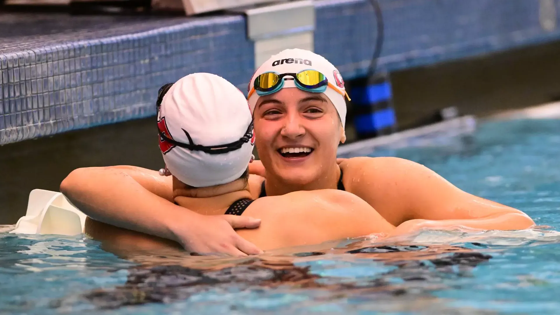 Bella Gerkin celebrating after a strong finish in an event at the 2024-25 Centennial Conference Championships