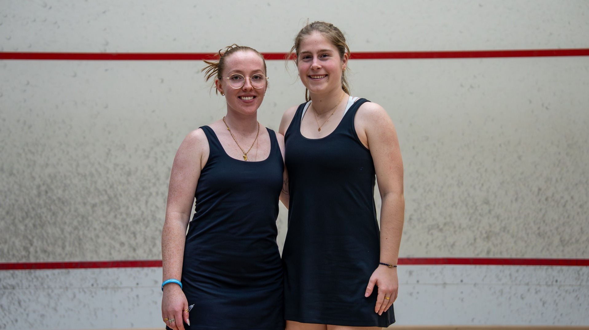 Lila Brown and Victoria Savelius pre-match against William Smith on Senior Day 1-30-26
