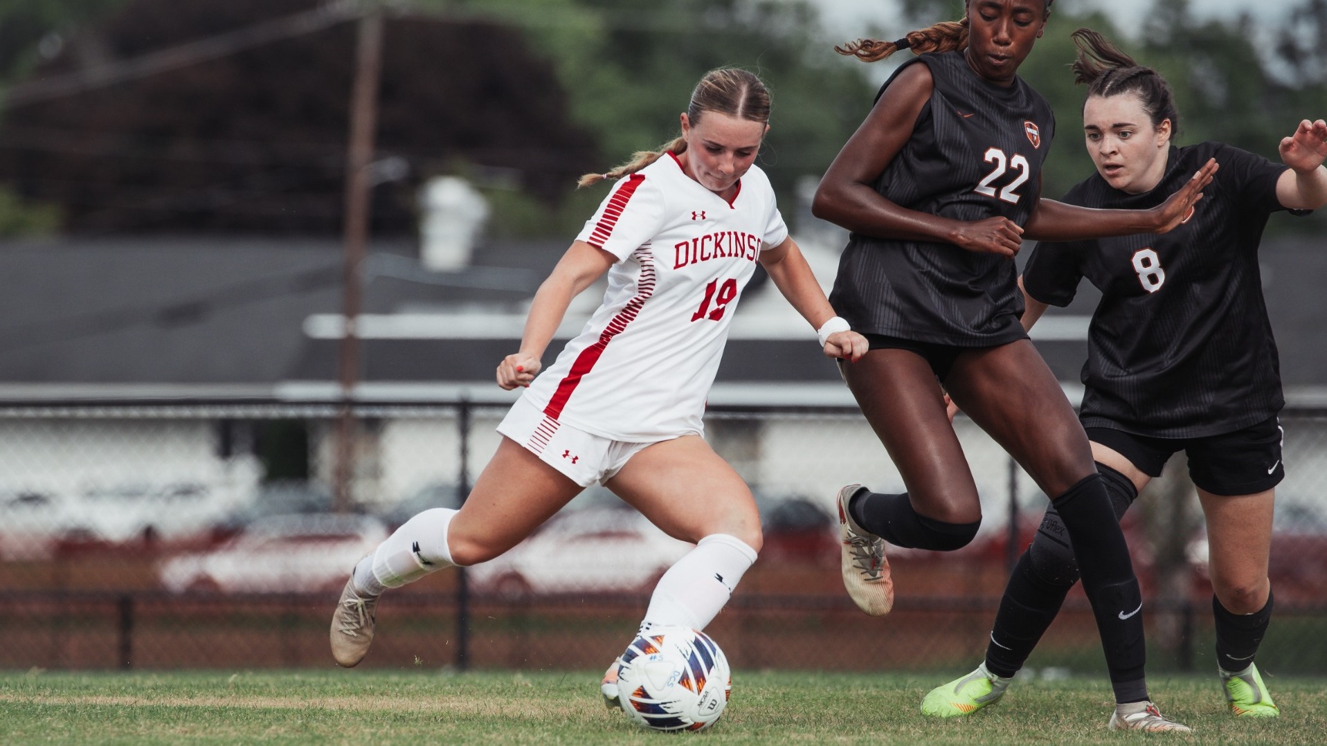 Emma Barrabee getting ready to kick the ball against Waynesburg University on 9-4-26