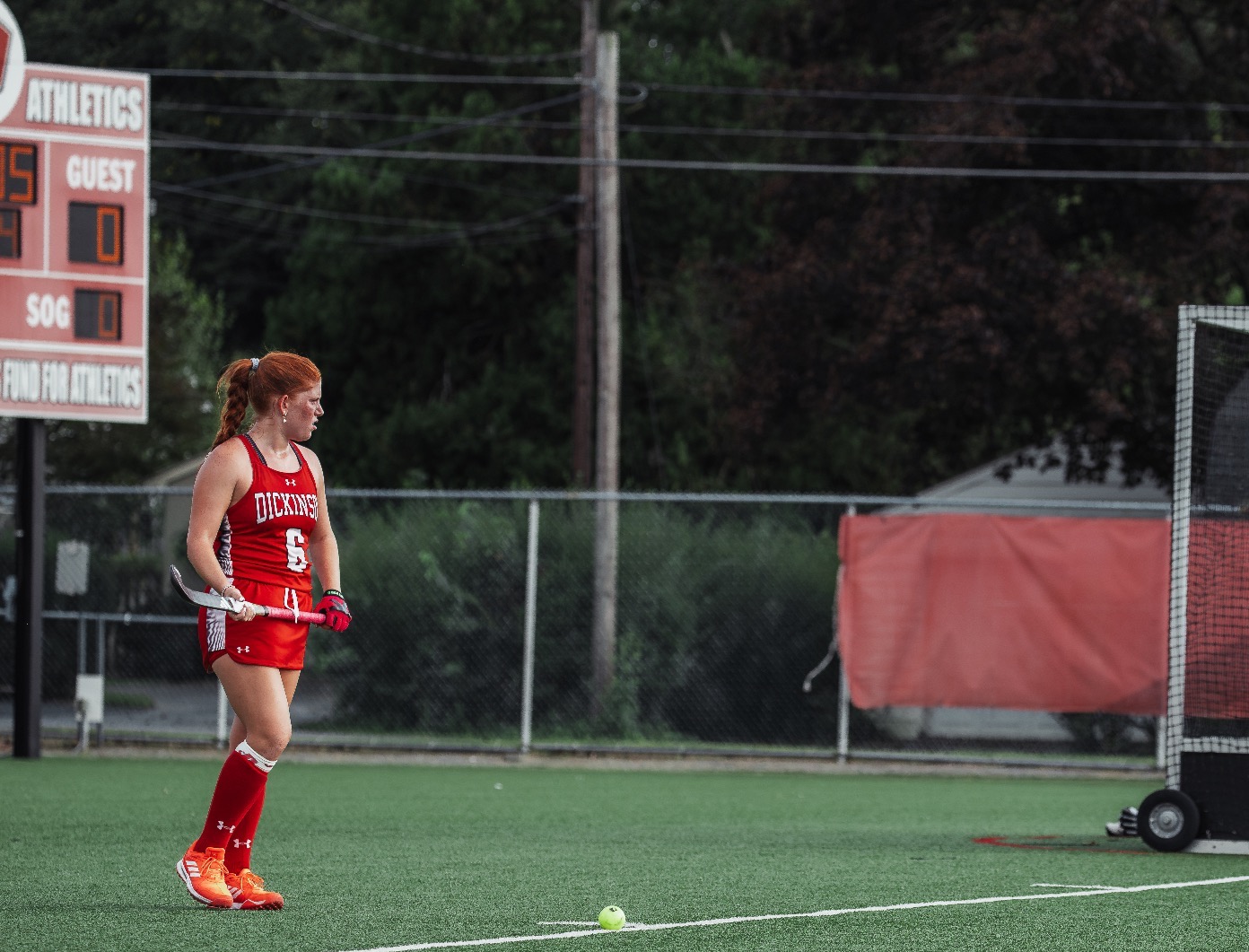 Gillian Rosenstock prepares to take a penalty corner against Susquehanna