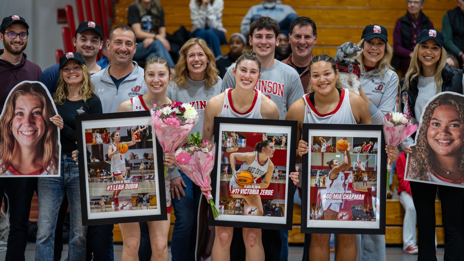 Women's Basketball Senior Day group shot on 2-21-26