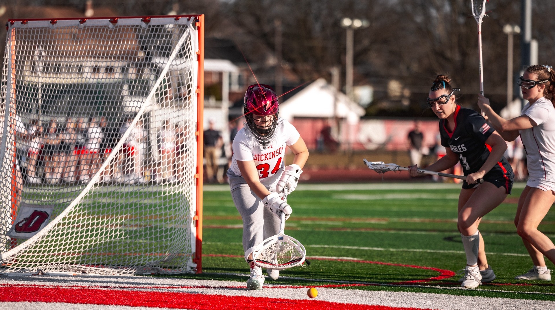 Brynna O'Brien going for a loose ball against DeSales University on 2-28-26