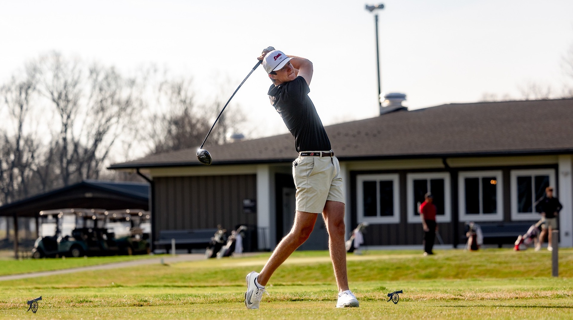 Ryan Wheeler on the first tee at the Dickinson Spring Invitational on 3-22-26