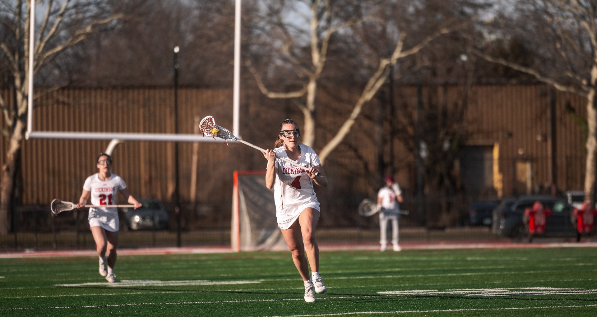 Ali Broome running downfield against DeSales University on 2-28-26