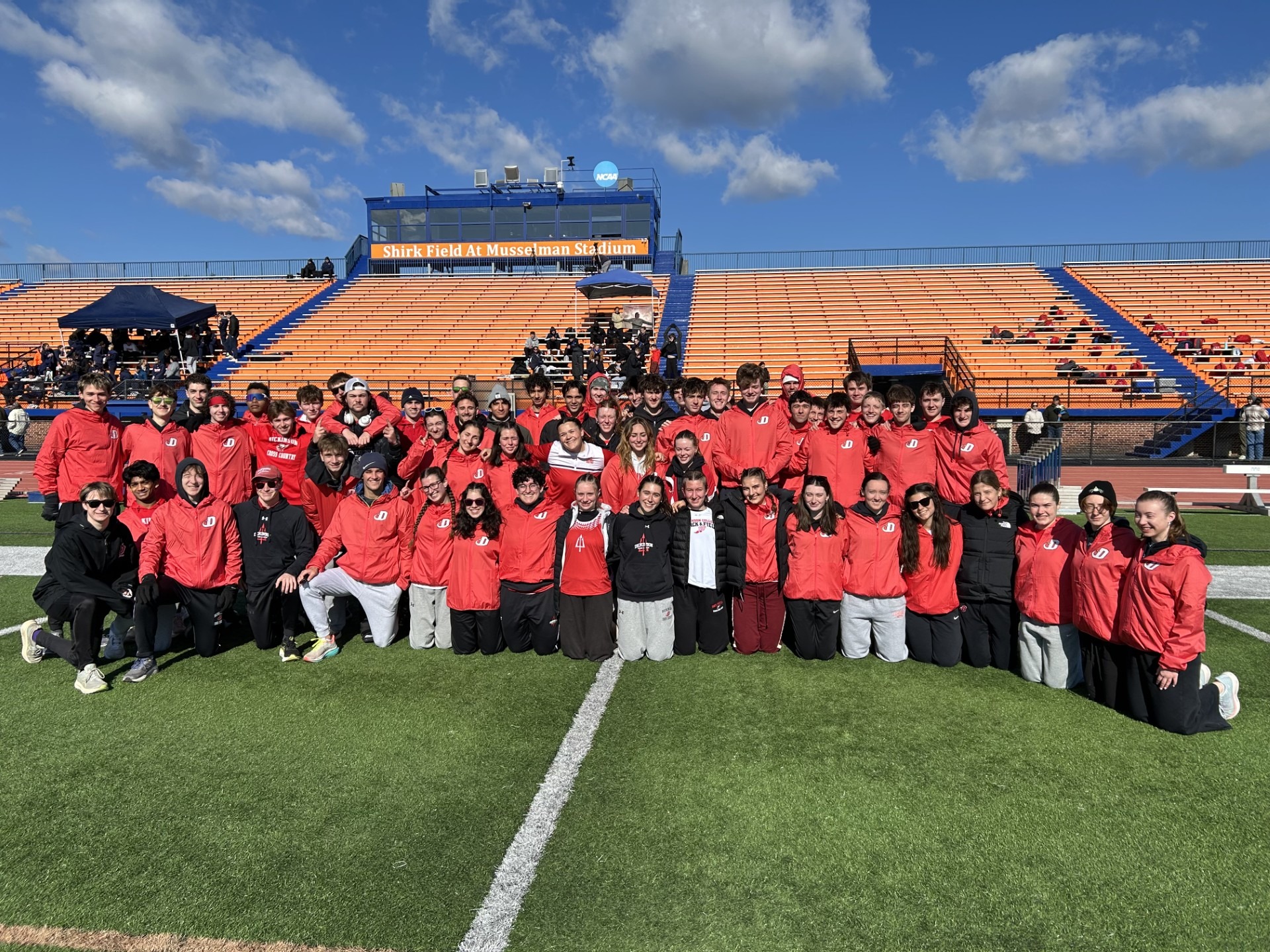 The 2026 Outdoor Track and Field team takes a group photo at the Little 3 Meet.