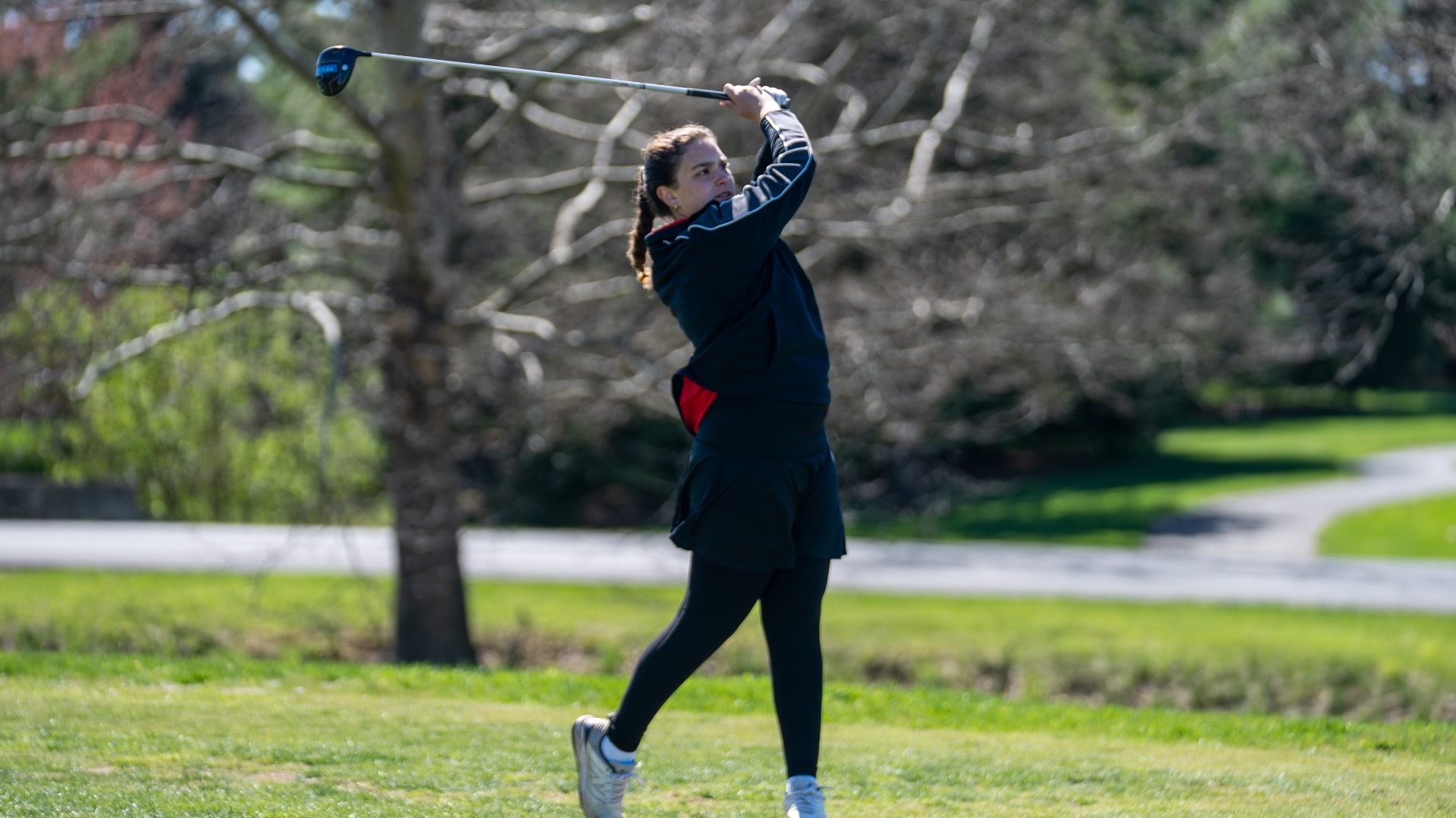 Hannah DeMario on the first tee at Mayapple Golf Club on 4-11-26