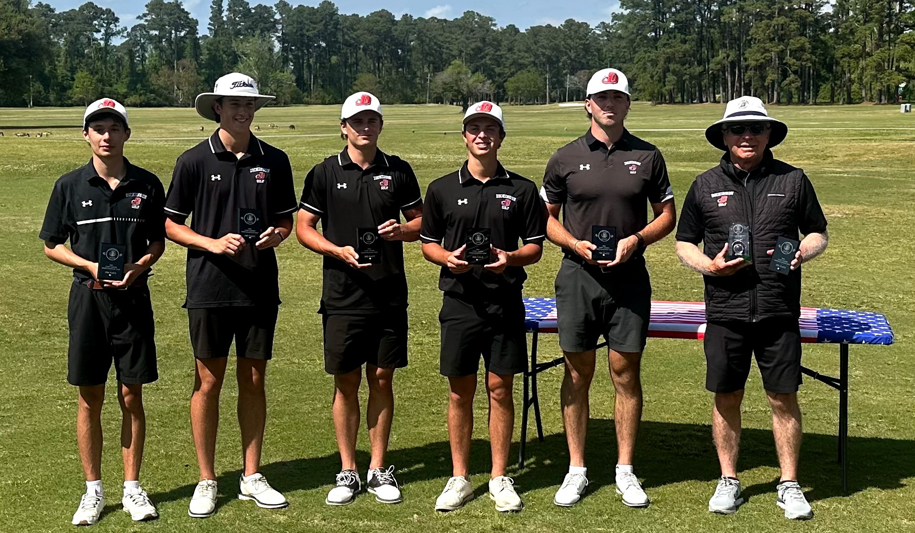 Mens's golf team group shot after taking third at the Camp Lejeune Intercollegiate in North Carolina.