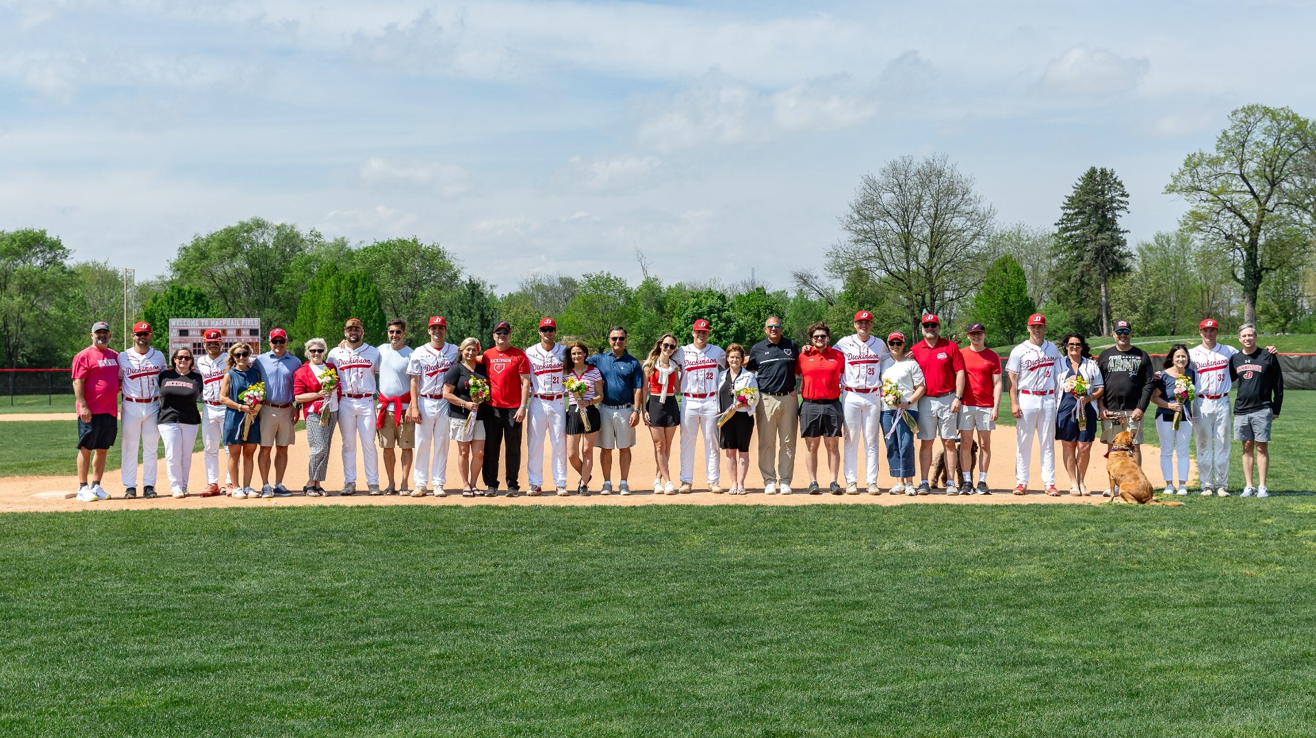 Baseball senior day group photo at MacPhail Field on 4-18-26