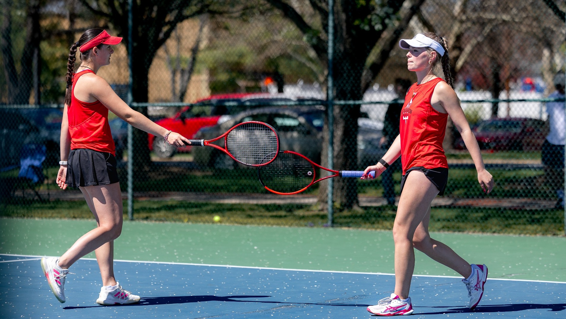 Anabel Romero Gemmell and doubles partner against Stevens Institute during the 2025-2026 season 