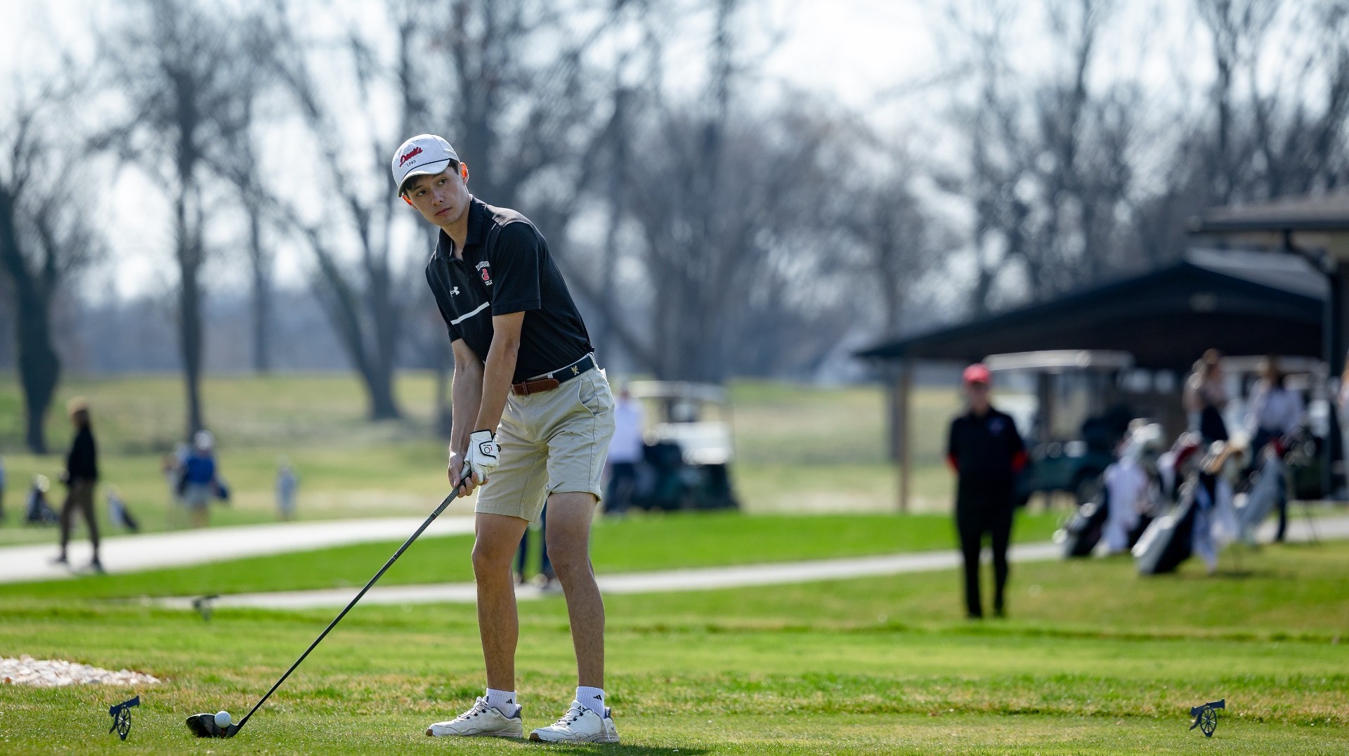 William Griffith standing over his first tee shot at the Dickinson Spring Invitational 