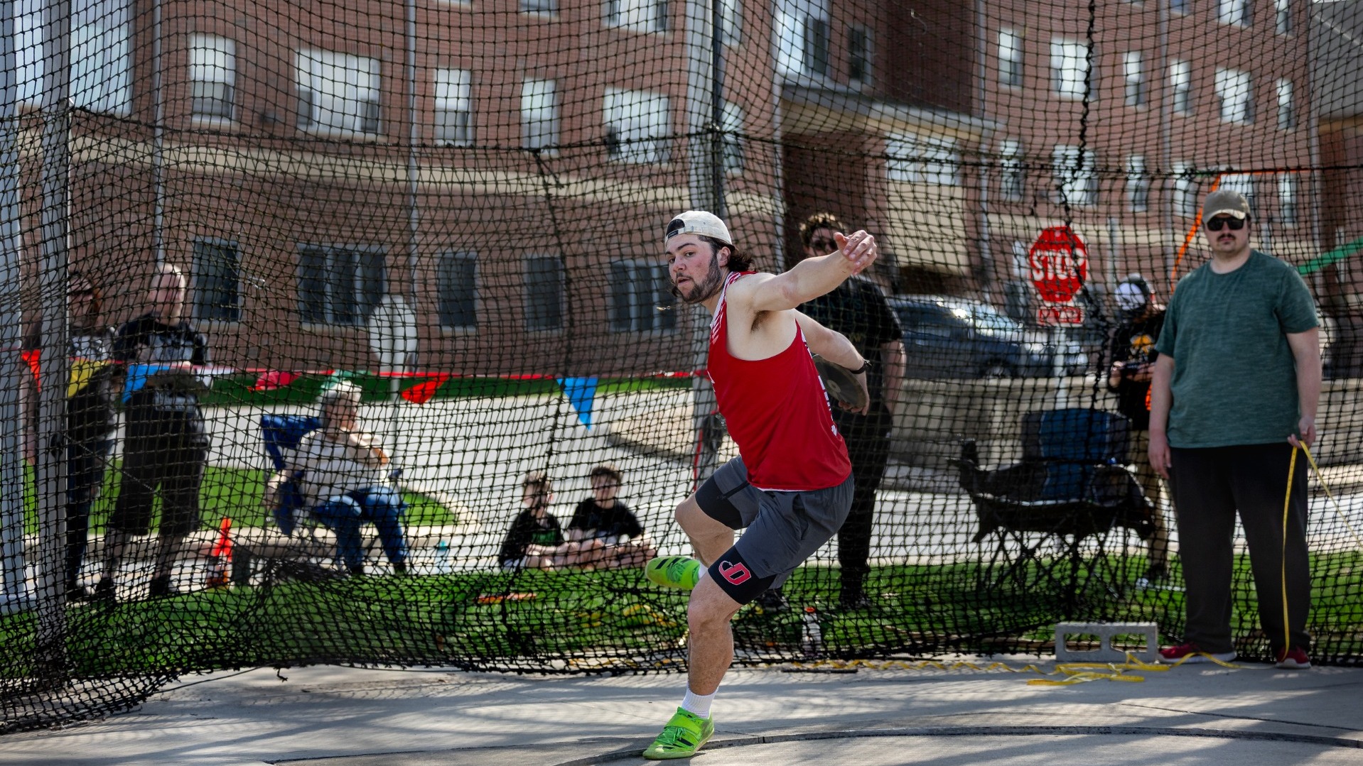 Oliver Stroka throwing the discus at the York College Midweek Invite on 4-1-26