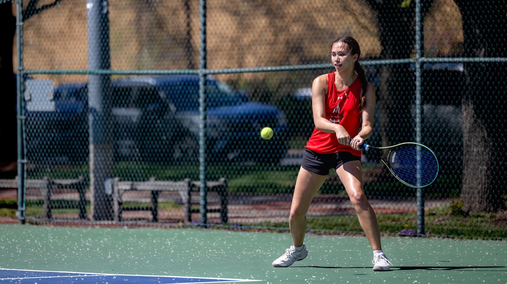 Alisa Steele going for a shot against Stevens Institute on 4-11-26