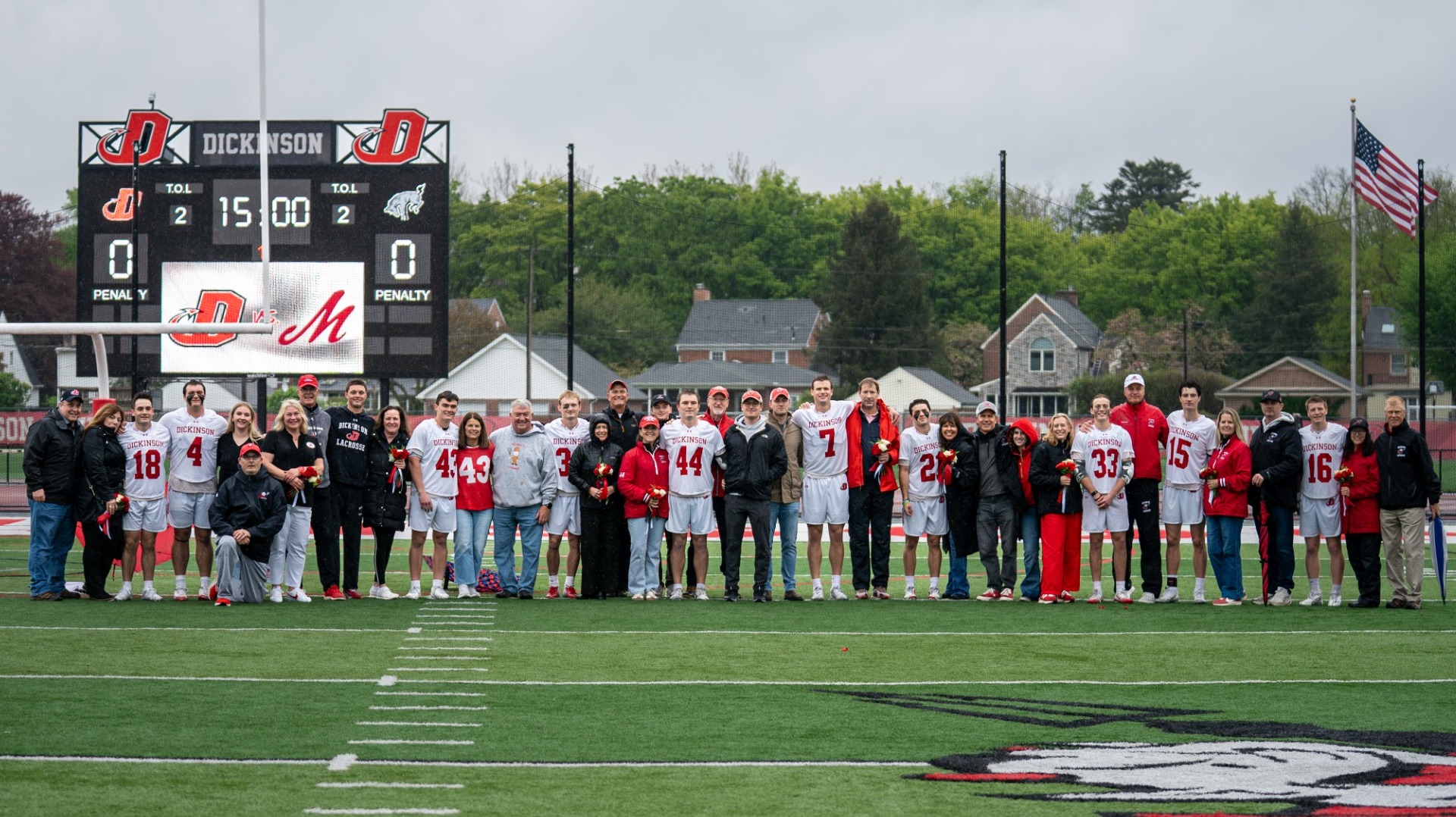 Dickinson men's lacrosse senior day group picture on 4-25-26