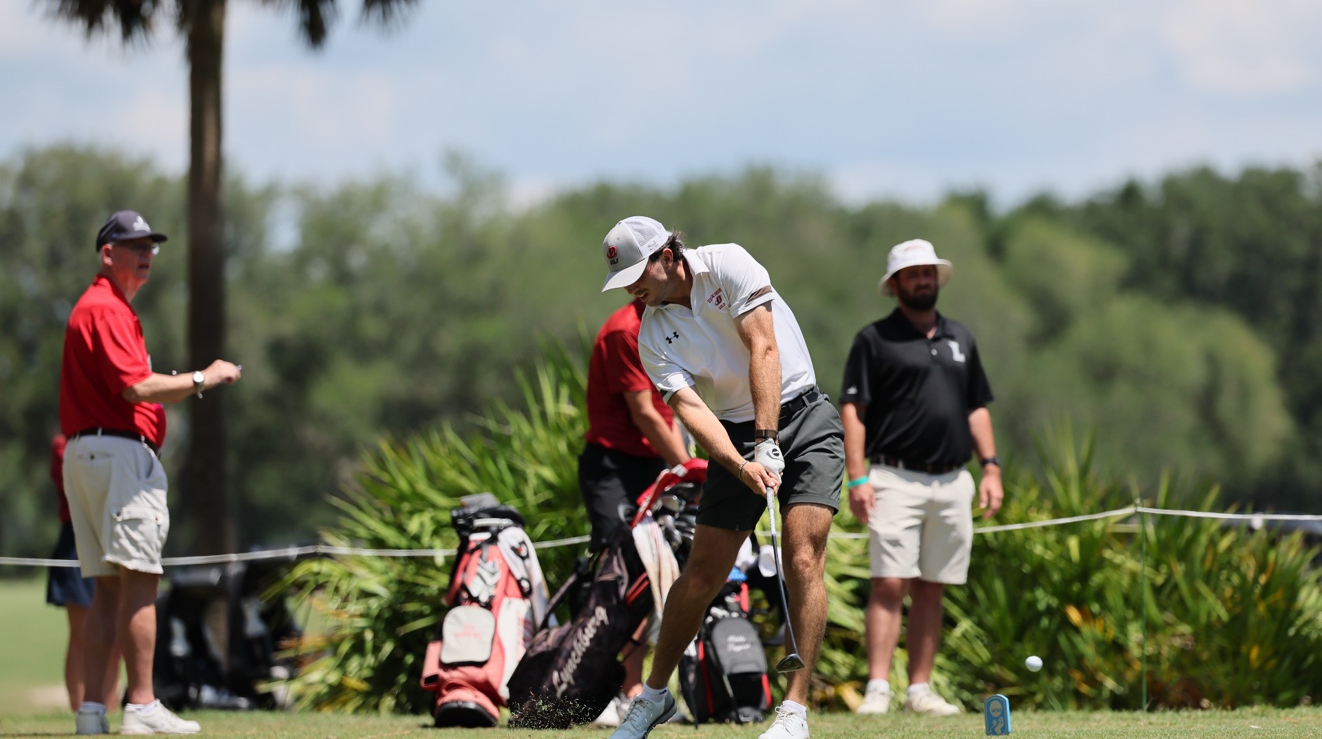 Collin McMahon-Shea taking a shot on Day Three of the 2026 NCAA Division III Men’s Golf Tournament