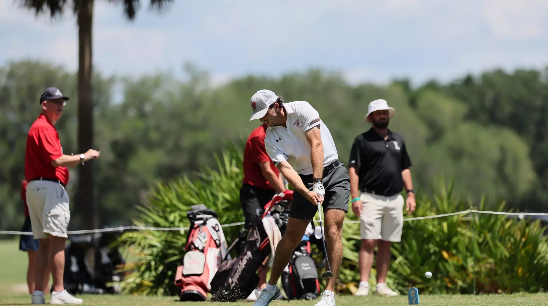 Collin McMahon-Shea taking a shot on Day Three of the 2026 NCAA Division III Men’s Golf Tournament
