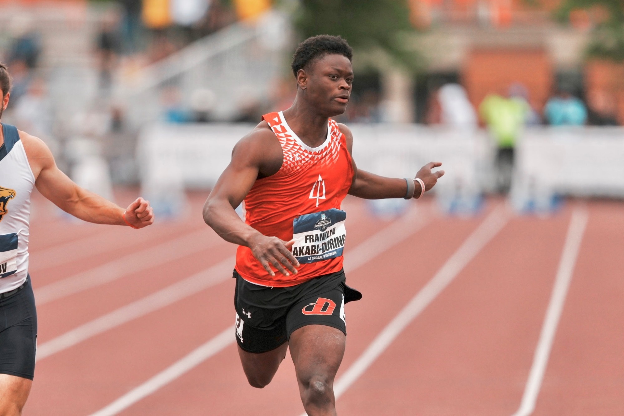 Franklyn Akabi-During crosses the finish line at the 2026 NCAA Outdoor Track and Field Championships