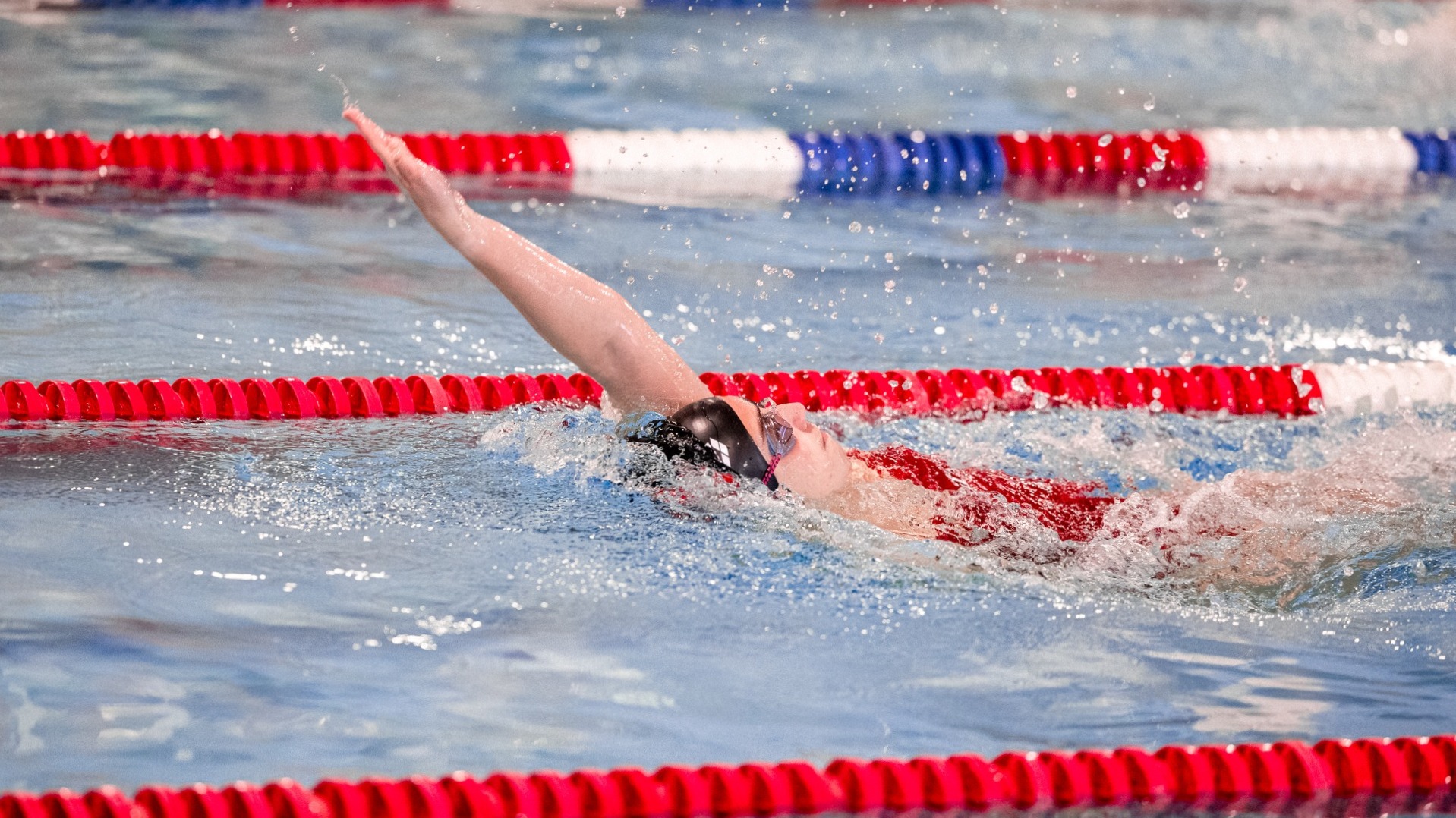 Anja Tarateta in the pool during the home senior day meet for the 2025-2026 season