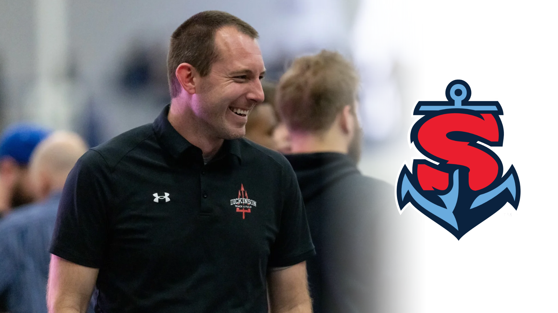 Picture of Track and Field head coach Eric Bologa with the Shippensburg logo