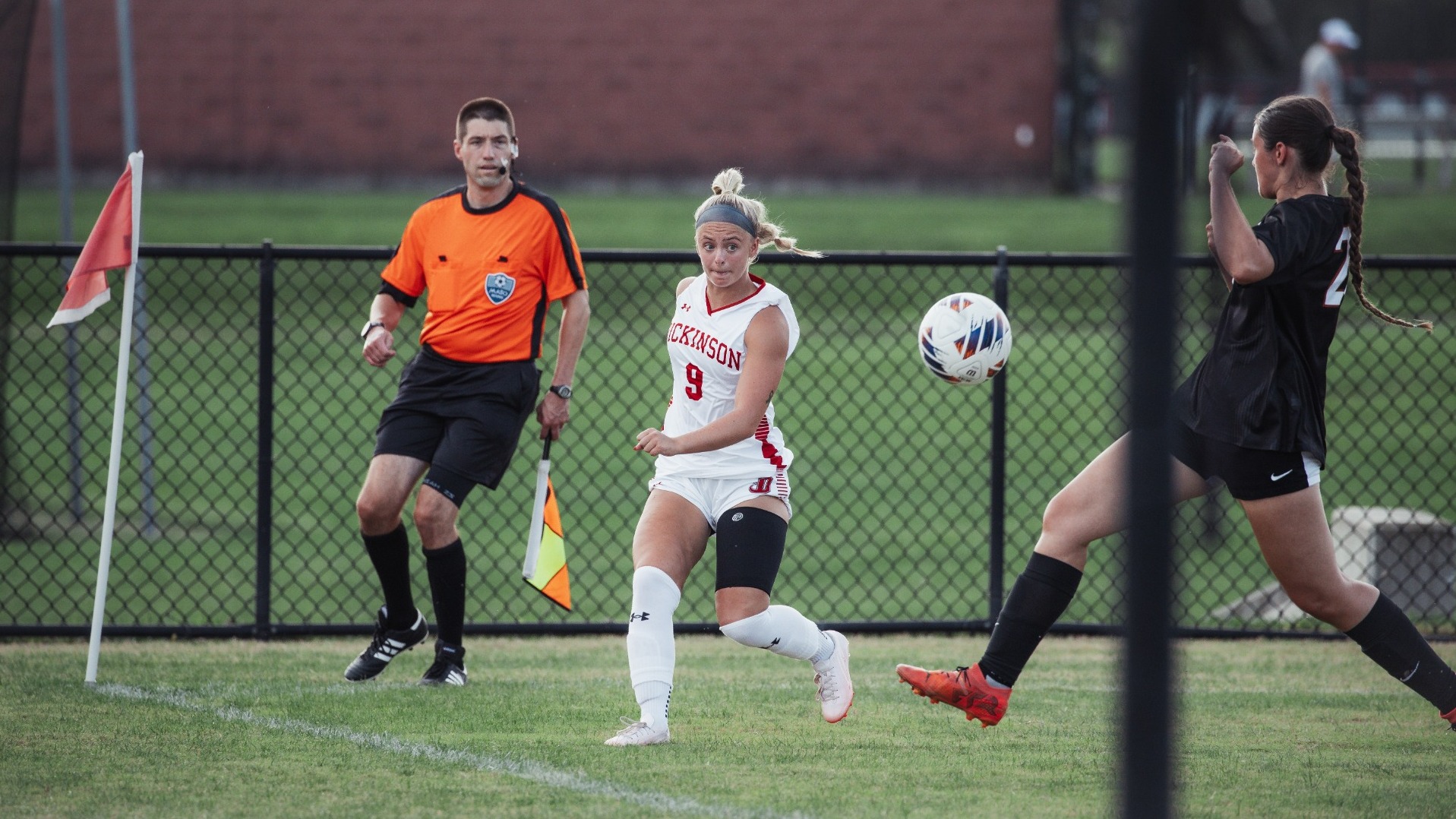 Kaitlyn Arnold going for a free ball against Waynesburg University on 9-4-26