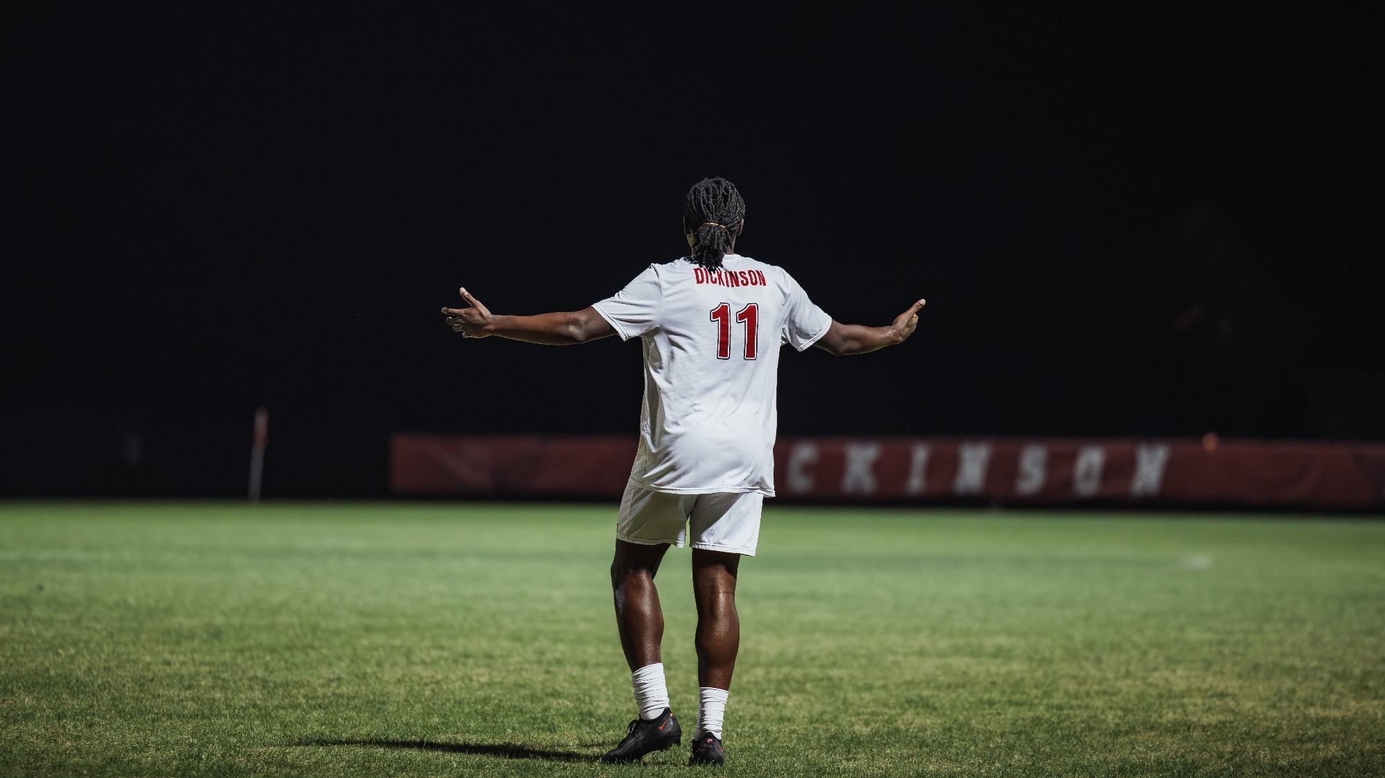 Timi Omoniwa celebrates in matchup against Rowan